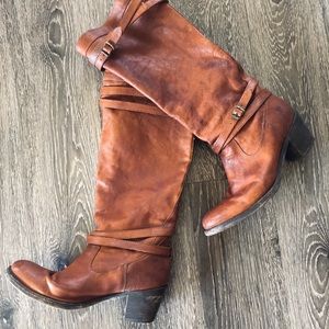 Slouchy leather knee-high boots
